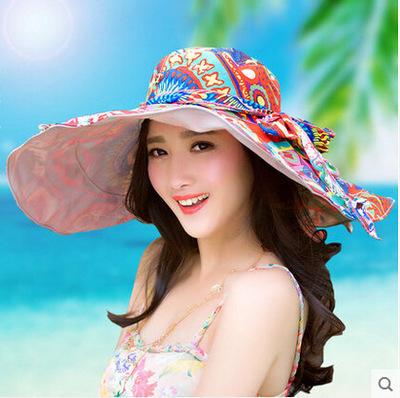 Корейская версия женская летняя складная шляпа от солнца с широкими полями, шляпа из ткани с цветами, двусторонняя взрывная шляпа от солнца