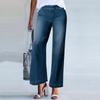 Женские модные однотонные универсальные джинсы с высокой талией и боковыми карманами на молнии, прямые джинсы