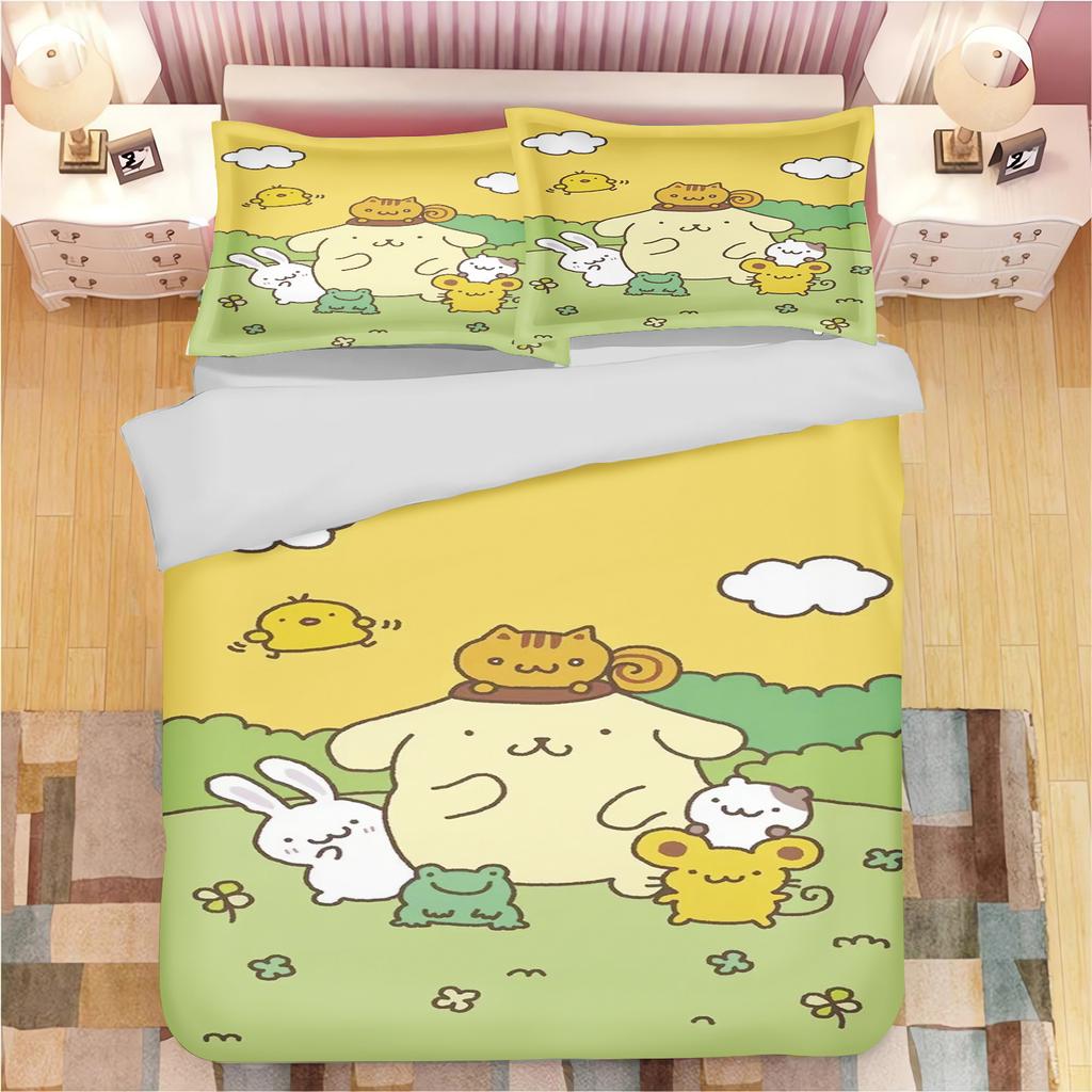 Мультяшное одеяло с помпонами Pompompurin, полиэстер, милый принт, мягкое постельное белье, на заказ, для дома, инопланетянин, детская спальня, одеяло, подарок для детей