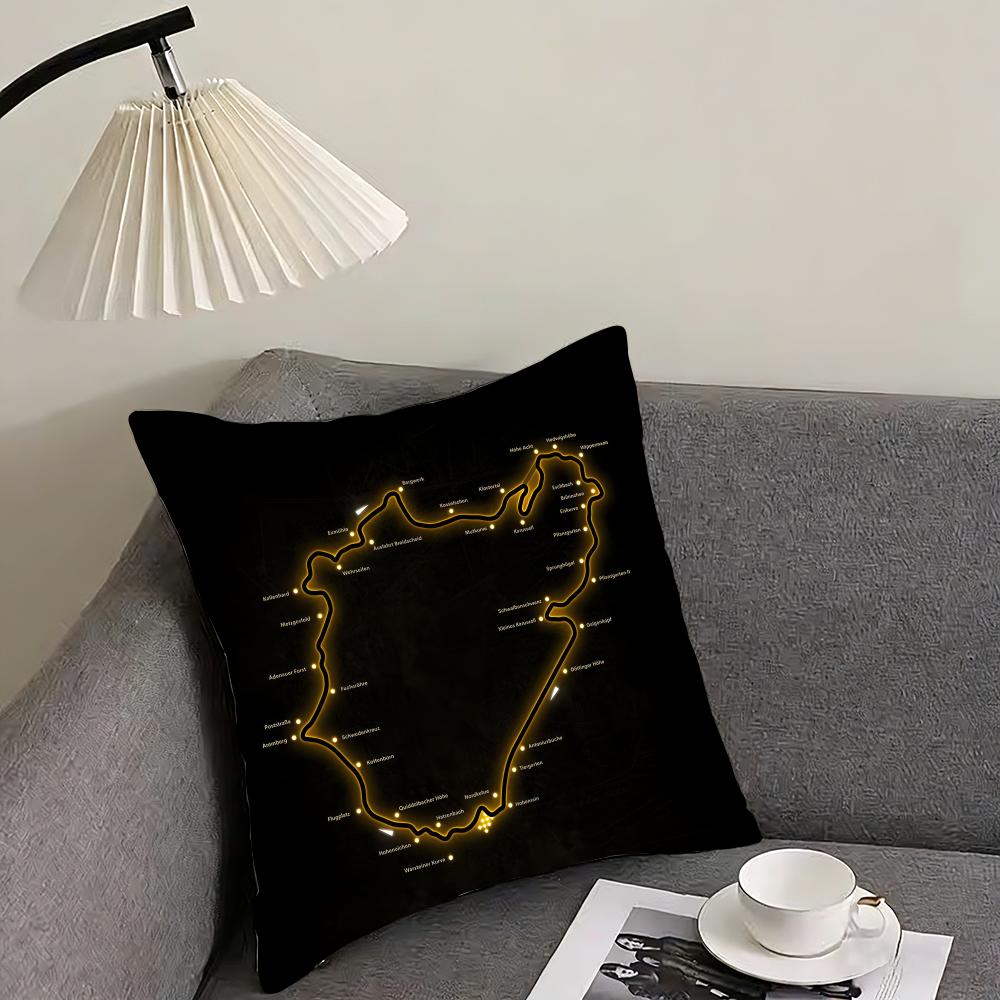 Nurburgring Circuit Fashion Cushion Cover Pillowcase Ultra Soft Skin Friendly Fabric Cloud Like Comfort Concealed Zipper