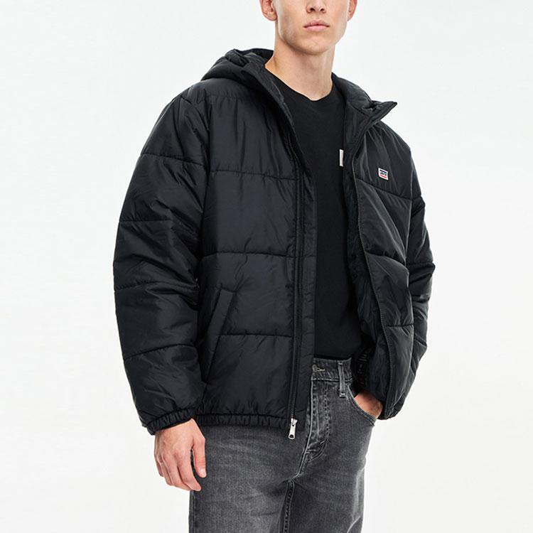 Мужская теплая хлопковая куртка на молнии с капюшоном Levis Куртки Черный A4206-0000