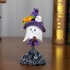 Halloween Ghost Figurine Cute Flying Ghost On Broom with Spring Resin Small Ghost