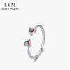 Женские кольца Стерлинговое серебро S925 Love Heart Красочный циркон Открытое кольцо Женское кольцо в форме сердца