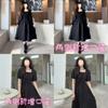French Style Loose Fit Black Dress With Knit Fabric And Hood For Casual Women