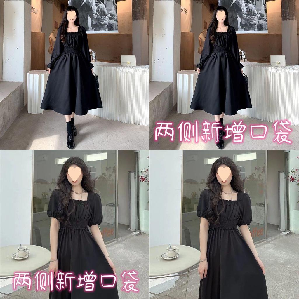 French Style Loose Fit Black Dress With Knit Fabric And Hood For Casual Women