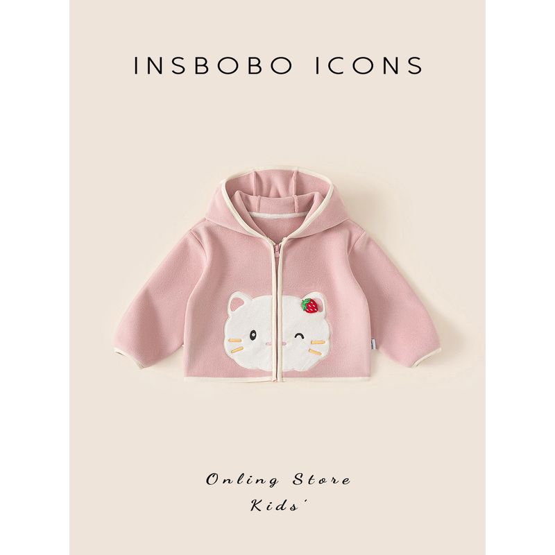 Insbobo Girls' Coat 2025 Winter New Thickened Warm Children's Winter Clothing for Girls Trendy Thickened Top