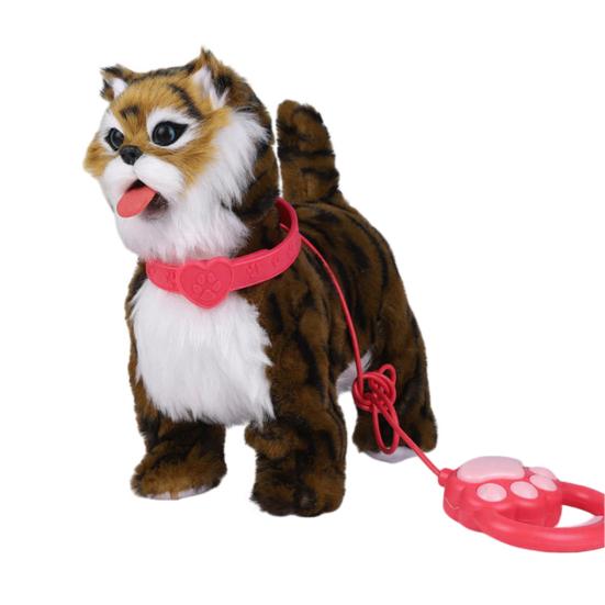 Электрическая плюшевая игрушка для питомца с движением облизывания языка, реалистичными звуками, интерактивная ходячая собака/кошка, плюшевая игрушка с поводком, обучающая интерактивная игрушка