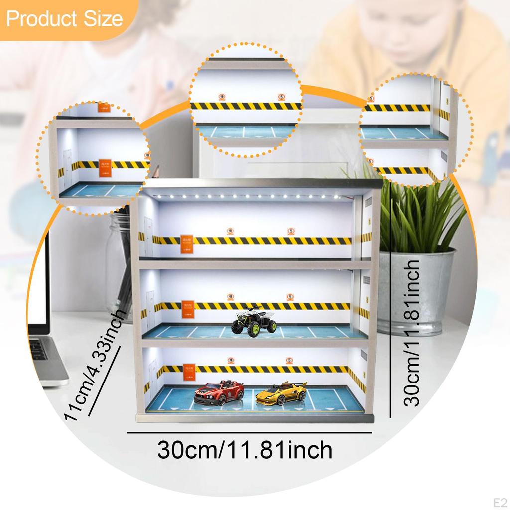 1:64 Diecast Car Display Case Vehicle Scene Toy Background, Backdrop Collection Garage Diorama with