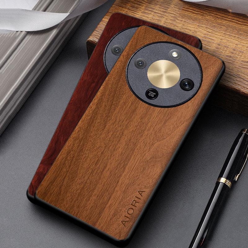 for Honor Magic 8 7 6 5 Lite Pro Case capa funda new fashion wooden pattern pu leather cover for magic8 lite case coque