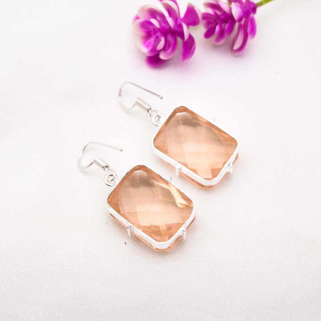 Серьги с морганитом, драгоценные камни ручной работы, 925 пробы, серьги из стерлингового серебра, антикварные украшения, для подарка на помолвку