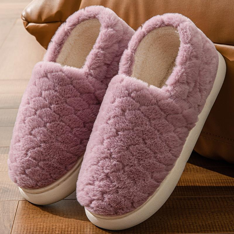 Уютные плюшевые парные тапочки, теплая нескользящая толстая подошва, домашняя обувь для мужчин и женщин, зимние тапочки