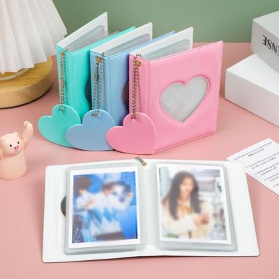 Блокнот для K-pop фотокарточек Милый фотоальбом Мини-держатель для фотокарточек 3 дюйма Сердечко с вырезами Коллекционная книга Машинка для переплета