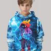 Lightning Cool Boy Pattern Boys' Hoodie, Long Sleeve Hoodie Casual, Cartoon Fashion Hoodie