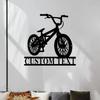 Металлическая настенная art-композиция с BMX-велосипедом, Персонализированная табличка с именем гонщика BMX, Декор для дома, Подарок для BMX-байкера
