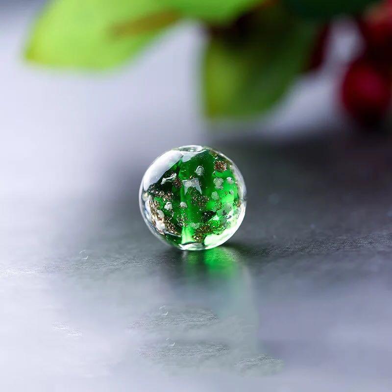 5pcs Round Luminated Flower Glass Loose Beads Luminous Lampwork Beads