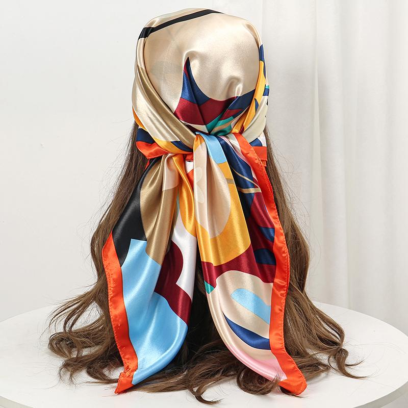 2025 Hip Hop Hijab Scarf Women Print Neckerchief Foulard Square Satin Silk Scarves Shawls And Wraps Lady Pashmina Bandana 2025