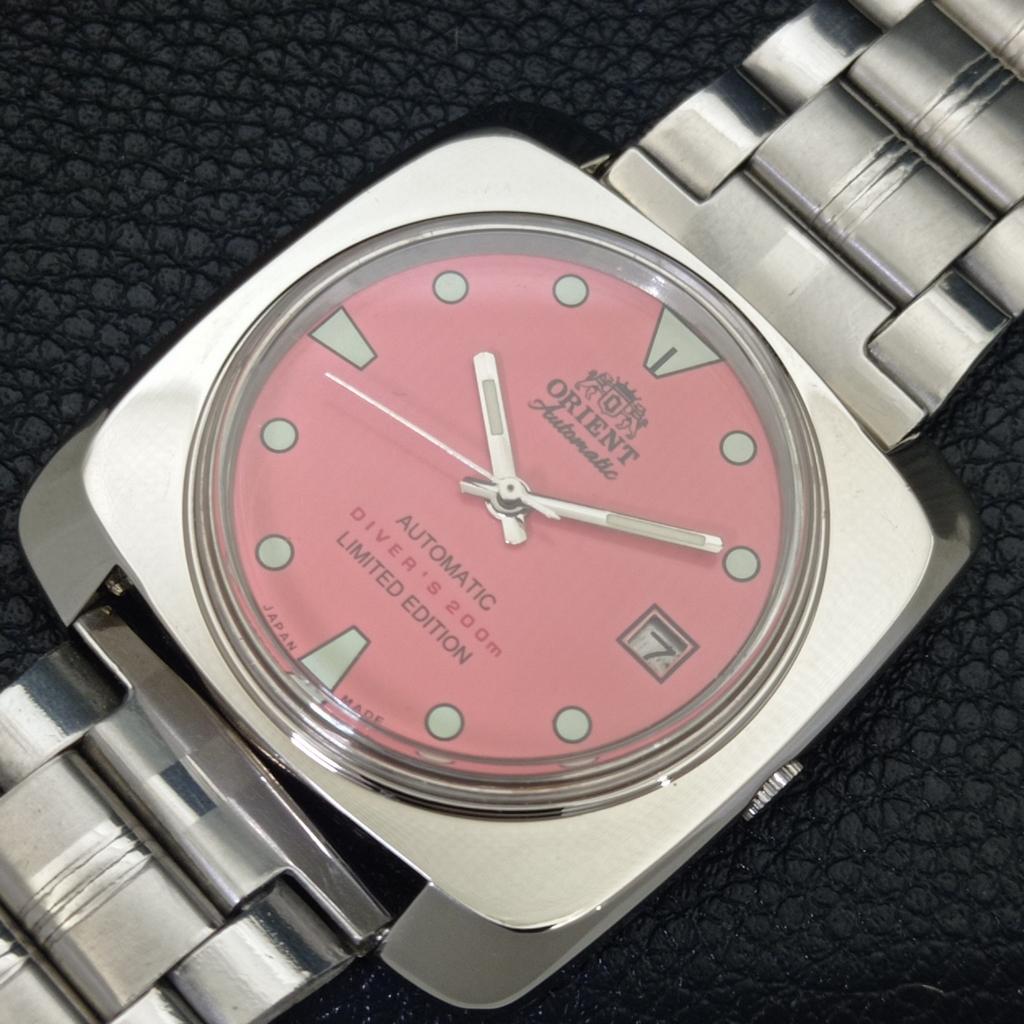 USED ORIENT AUTOMATIC 46941 JAPAN MENS VINTAGE PEACH COLOR DIAL WATCH A702210-5 R123-a702210