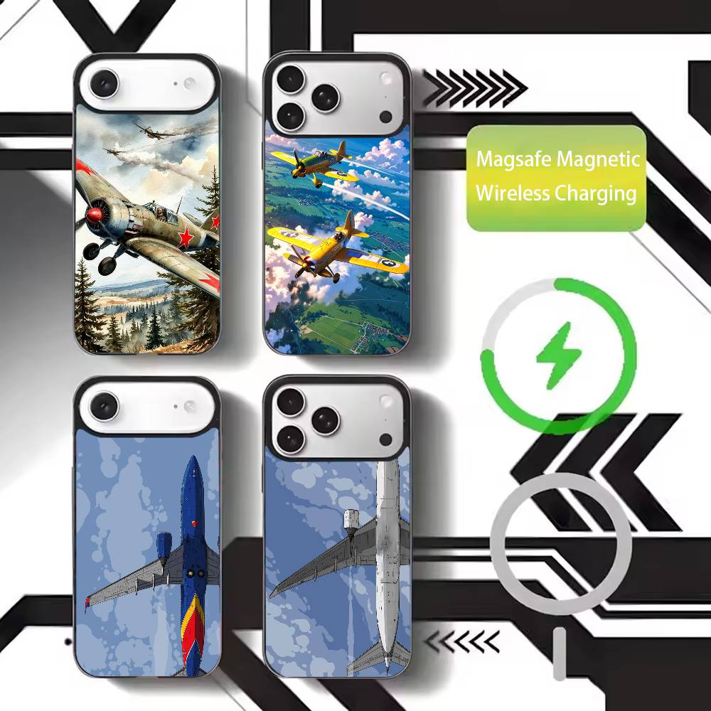 Aircraft Art Phone Case For iPhone17,16,15,14,13,12,11 Plus,Pro Max Magnetic For Magsafe Wireless Charging