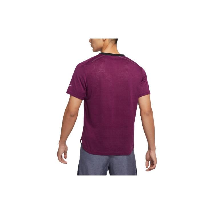 Men's Nike Casual Breathable Running Training Short Sleeve Wine Red T-Shirt DM4644-610