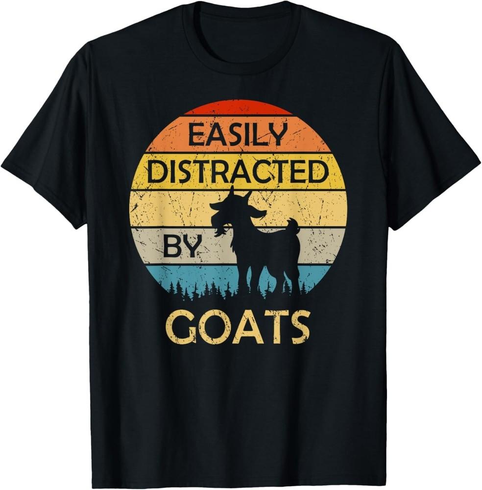 Easily Distracted By Goats Retro Vintage Funny Goat Lover Unisex T-Shirt