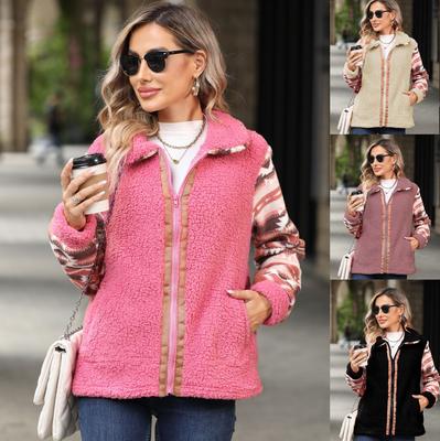 Женские цветные шерпа флисовые куртки пушистые теплые зимние куртки плюшевое пальто на молнии с длинными рукавами и карманами куртки из искусственного меха для женщин