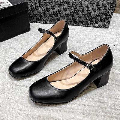 Одиночная обувь женская новая весна и осень туфли Мэри Джейн ретро толстый каблук средний каблук
