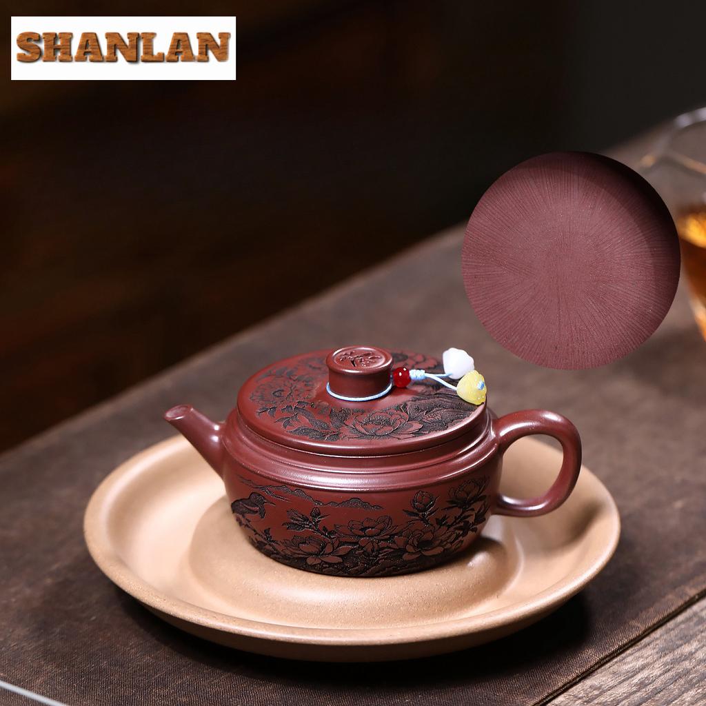 160ml Yixing Purple Clay Teapots Handmade Large Caliber Pot Raw Ore Dragon's Blood Sand Tea Making Kettle With Infuser Zisha Tea