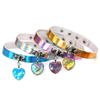 Fashion Holographic Choker Punk Laser Heart Pendant Collar Necklace Rivet Buckle