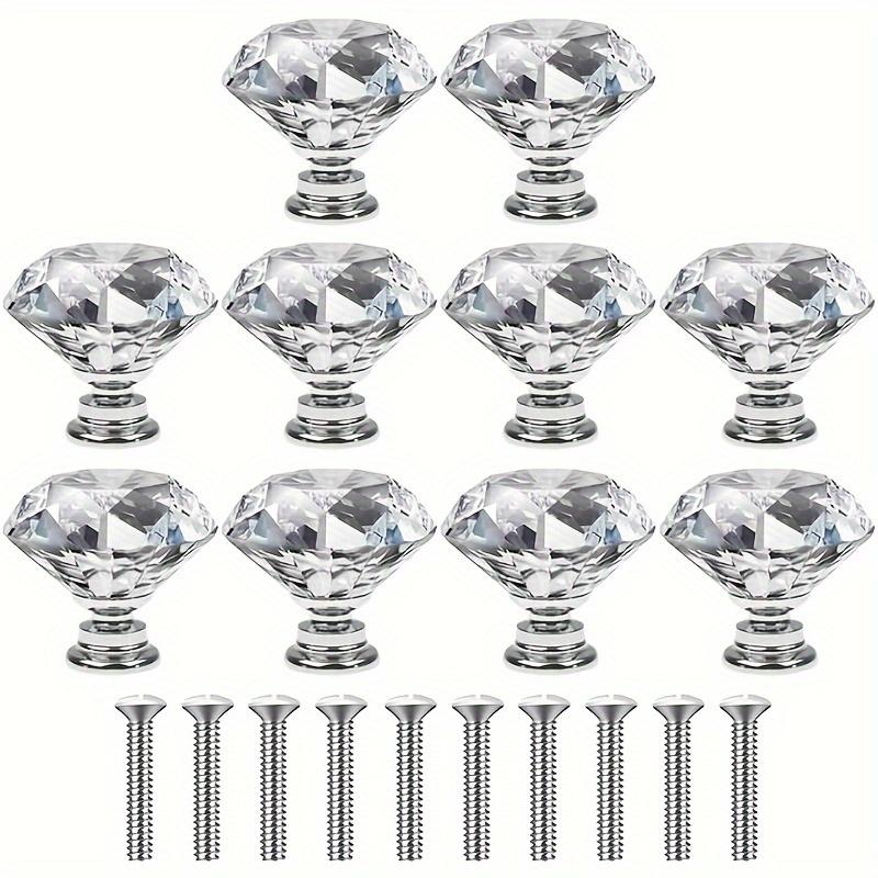 4/10 шт., 30 мм-1,18 дюйма, кристально чистое стекло, ручки для комода, серебряные ручки с бриллиантами, ручки для ящиков, ручки для кухонного шкафа, ручки для ящиков комода