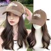 Шляпа, парик, женские длинные волосы, цельный, женская мода, ленивые, слегка вьющиеся волосы, бейсболка, парик, полное покрытие головы