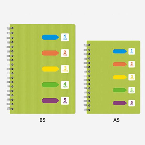 Спиральный блокнот с разделителями, гладкое письмо, утолщенные страницы премиум-класса, A5/B5, спиральное кольцо, блокнот с 5 предметами, офисные принадлежности