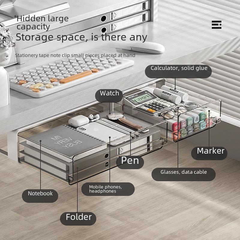 Подвесной пластиковый ящик для хранения офисных принадлежностей и косметики под столом