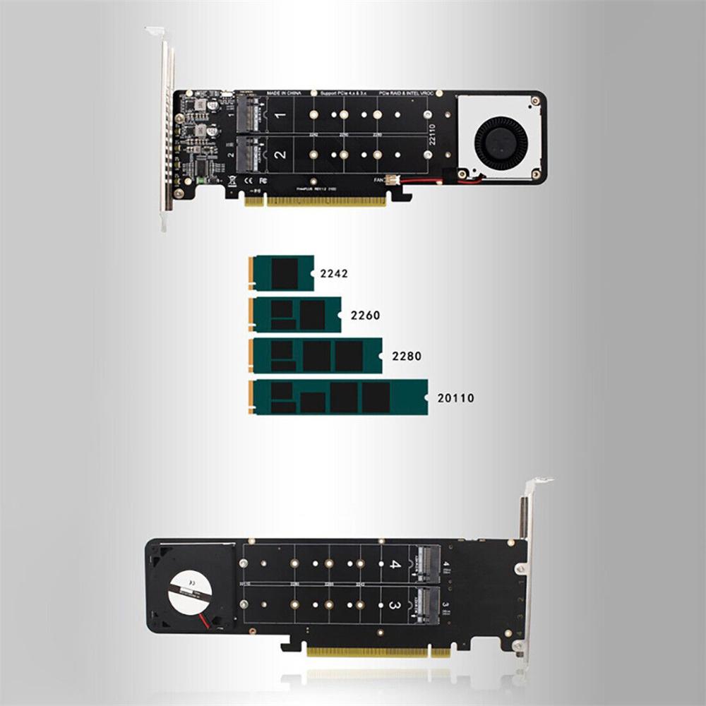 Адаптер карты расширения PCIe 4.0 X16–M.2 M-key NVMEx4SSD RAID 4 x 32 Гбит/с