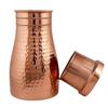 Pure Copper Bedside Water Bottle with Glass Lid (1 Litre Capacity) | Joint-Free, Modern & Stylish Tamba Bottle for Bedroom Use