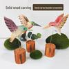European Style Solid Wood Tabletop Ornament - Hummingbird Handmade Wood Carving Decor
