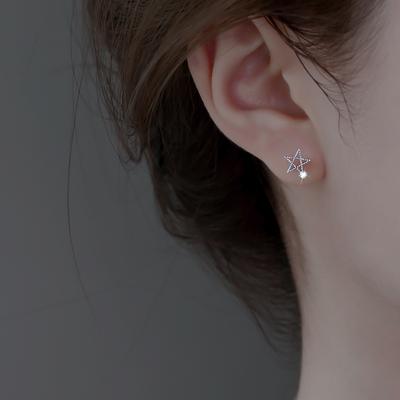 Серьги-гвоздики из серебра S925 Star Moon Простые модные корейские серьги Tremella, своего рода полупрозрачные белые серьги-грибы