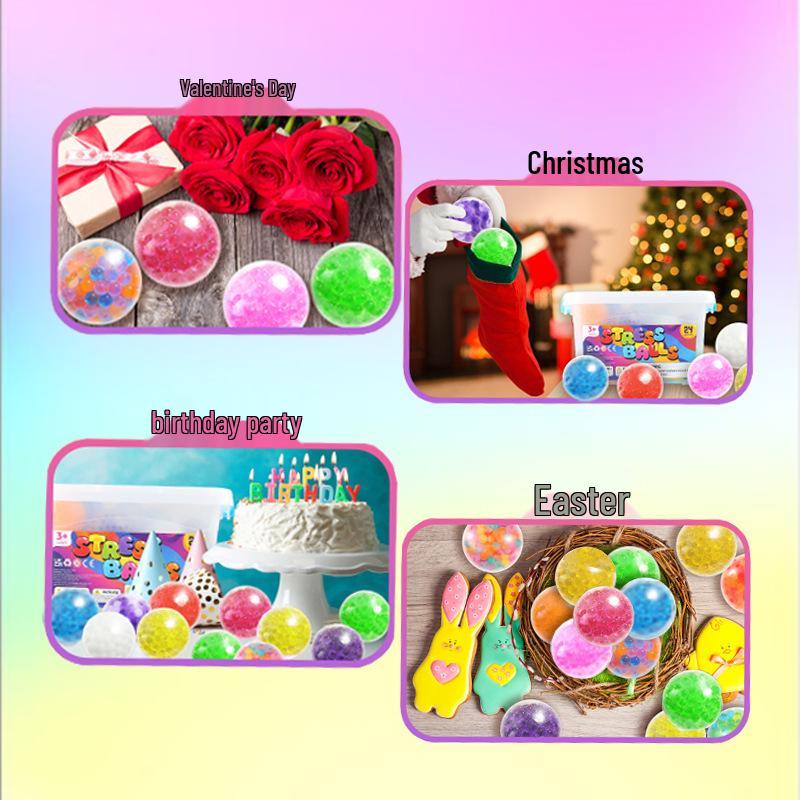 Снимающая стресс игрушка-мячик-сквиш с водными шариками - 3,5 см, мягкая резина TPR для взрослых