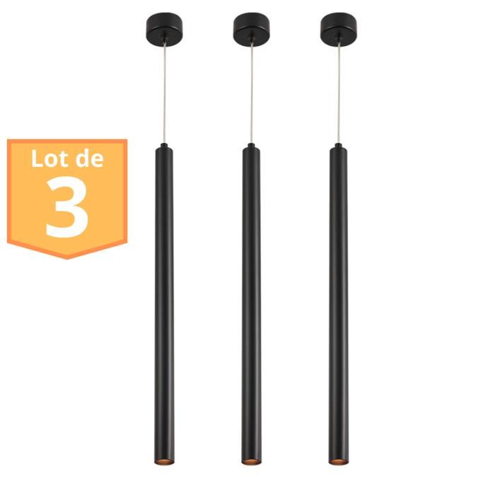 Lot de 3 suspensions tubes design noir G9 10W IP20