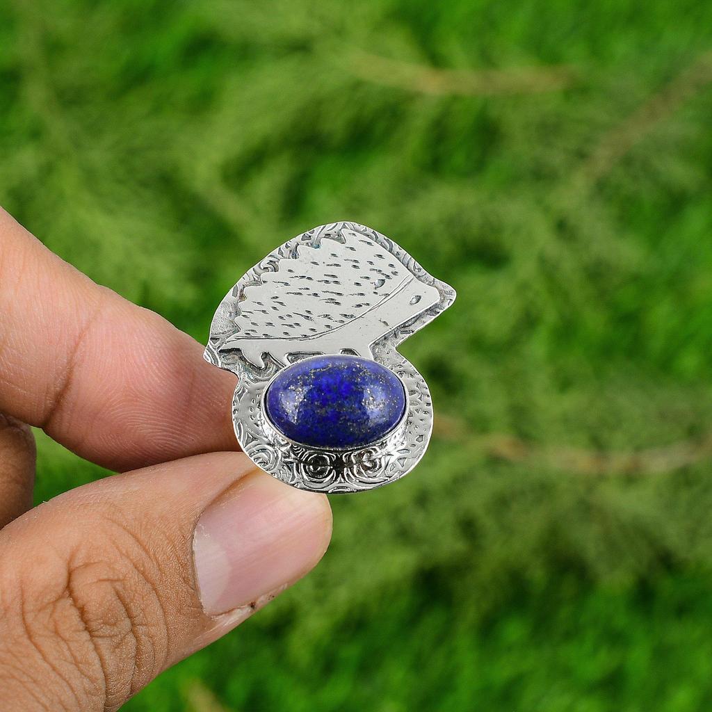 925 Sterling Silver Oval Lapis Lazuli Gemstone Mother Statement New Ring Jewelry