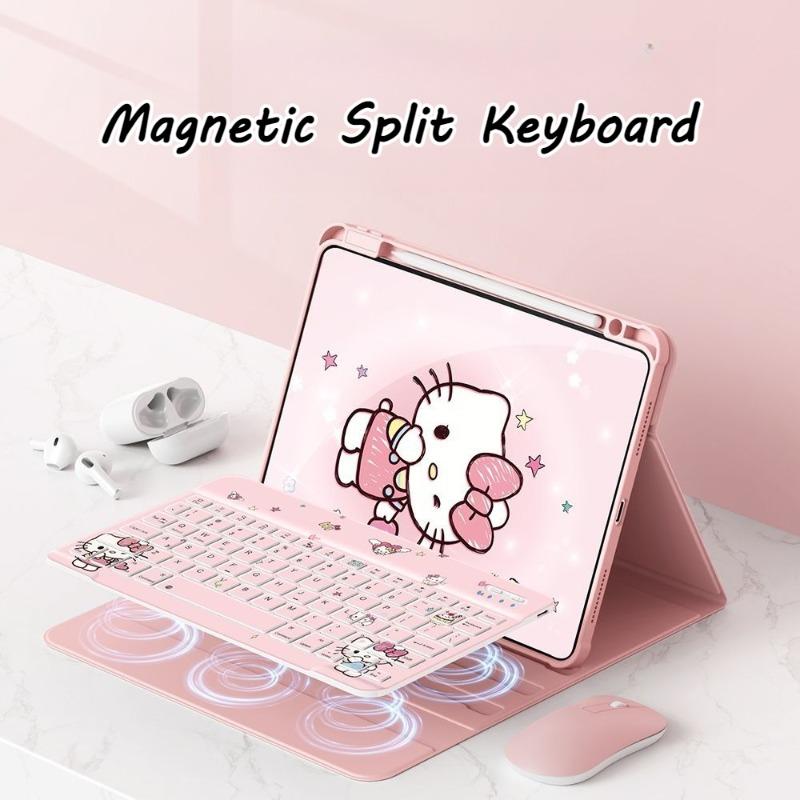 Чехол для планшета Hello Kitty с набором беспроводной клавиатуры для Ipad 11-го поколения A16 Air7/6 Pro 11 дюймов 10-го 10.9 Air4 5 9-го 10.2 дюйма Поворотный чехол