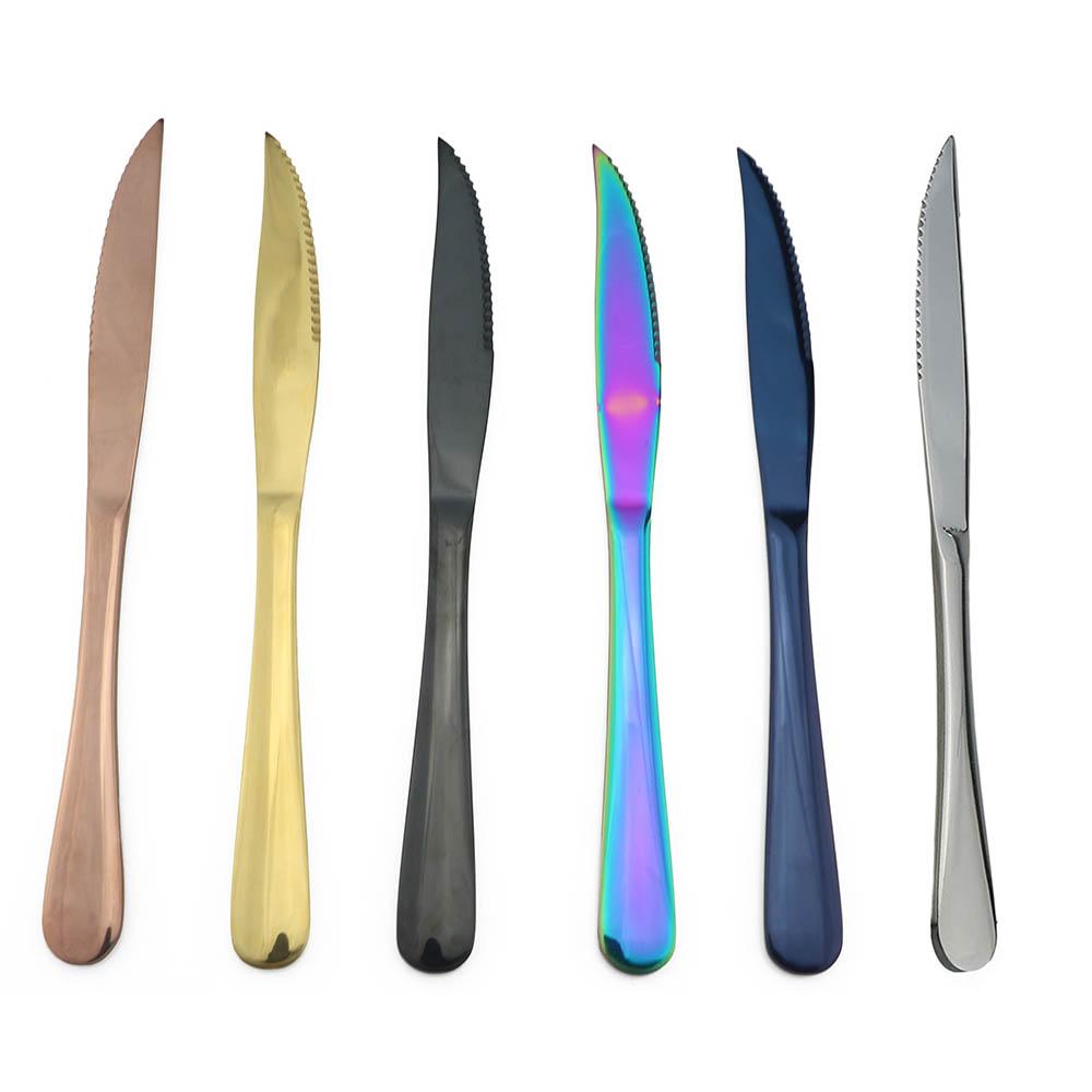 6pcs High Quality Stainless Steel Rose Gold Steak Knife In Dinnerware Set Restaurant Sharp Steak Knives Tableware Cutlery Set