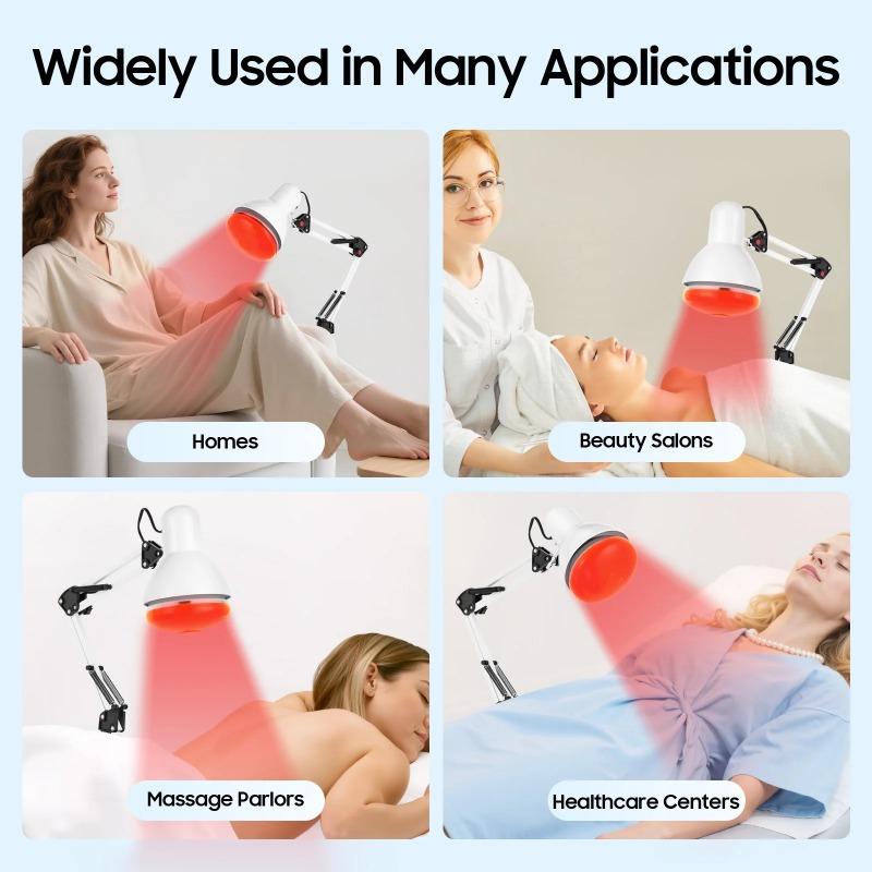 150W Infrared Heat Lamp Therapy Light - 360° Adjustable Clamp E27 Bulb for Muscle Pain Relief Home Physical Therapy