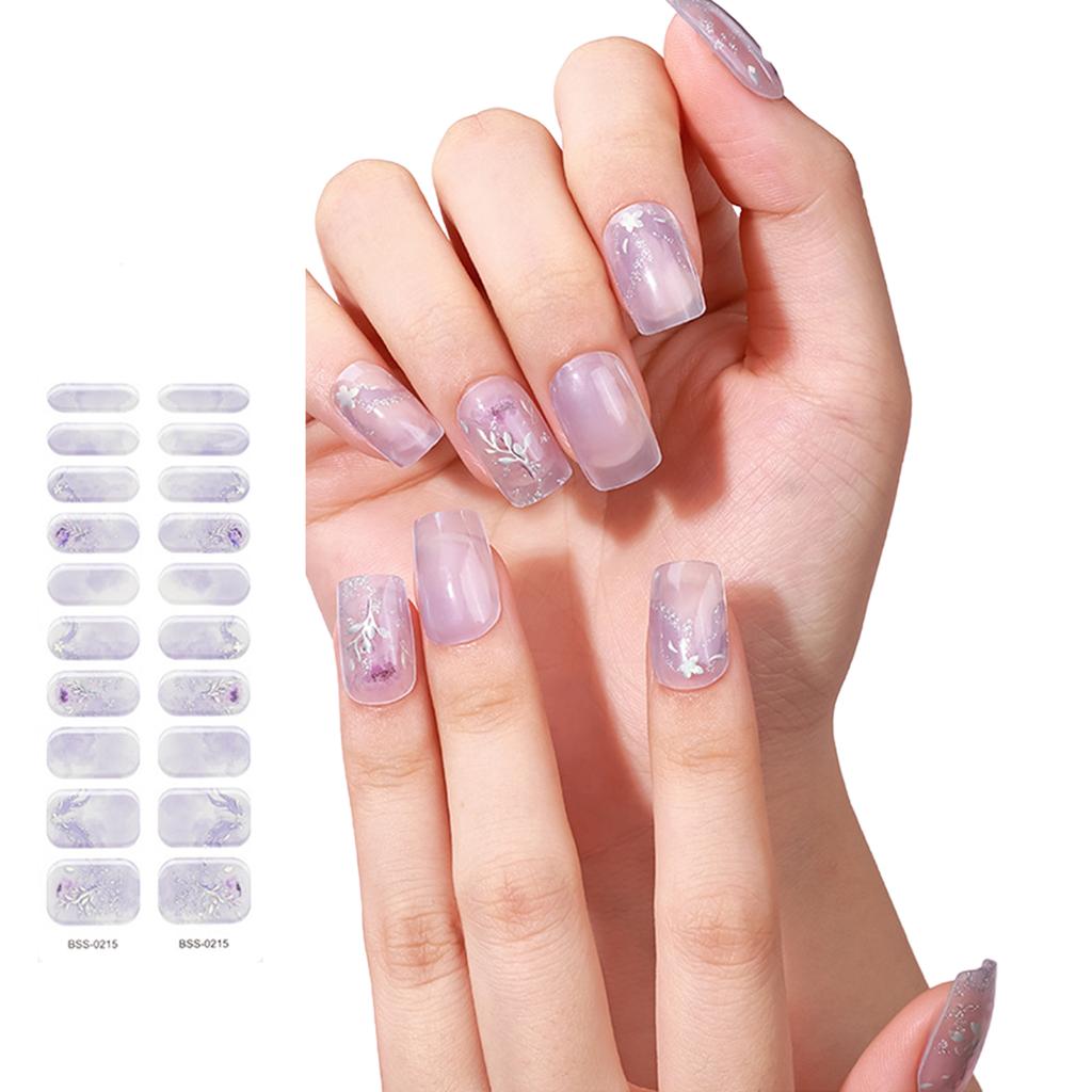 2 шт. полуотвержденных гелевых полосок для ногтей для женщин, гелевые наклейки для ногтей, долговечные гелевые обертывания для ногтей с мягким глянцевым гелевым покрытием