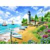 New 5D DIY Diamond Painting Sea View Diamond Embroidery Lighthouse Cross Stitch Full Round Drill Home Decor Manual Gift