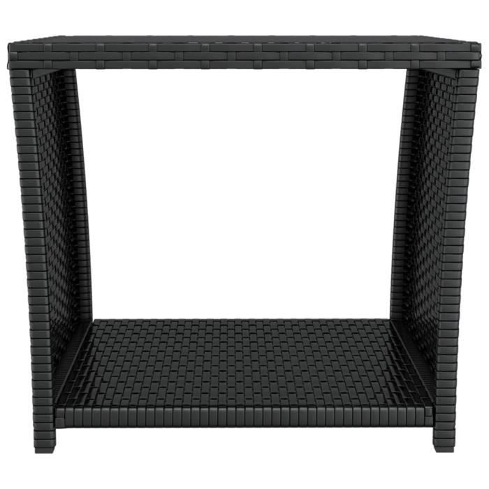 VidaXL Tea Table Glass Top Black Woven Resin Tempered Glass 319560