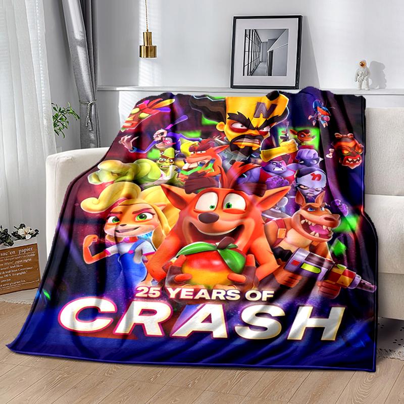 1pc Blanket Crash Bandicoot Print Design, Lightweight Blanket for Sofa, Bed- Soft &Warm, Gift for All Seasons like Christmas, Halloween