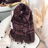 Korean Retro Striped Imitation Cashmere Scarf for Women