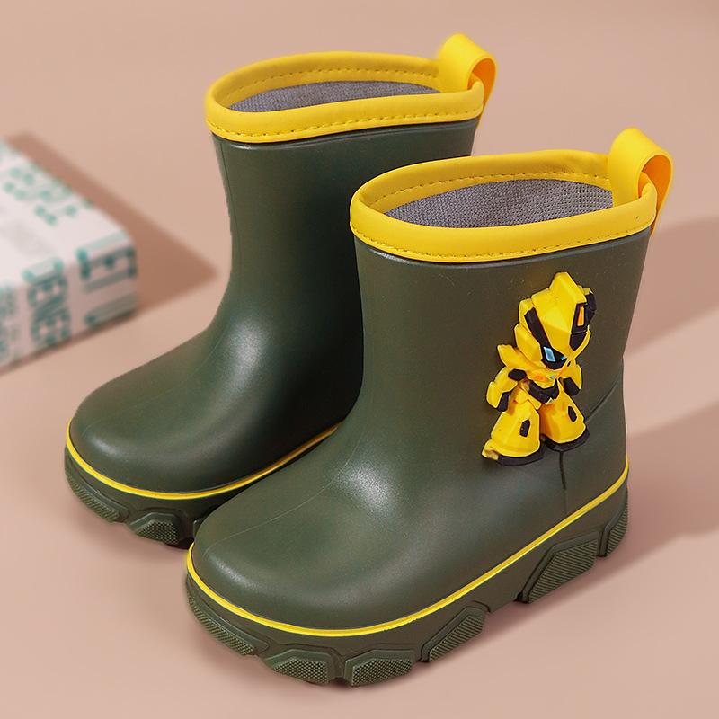 2025 детские дождевики с рисунком из мультфильма износостойкие бархатные теплые и нескользящие школьные водонепроницаемые сапоги средние и большие детские дождевики