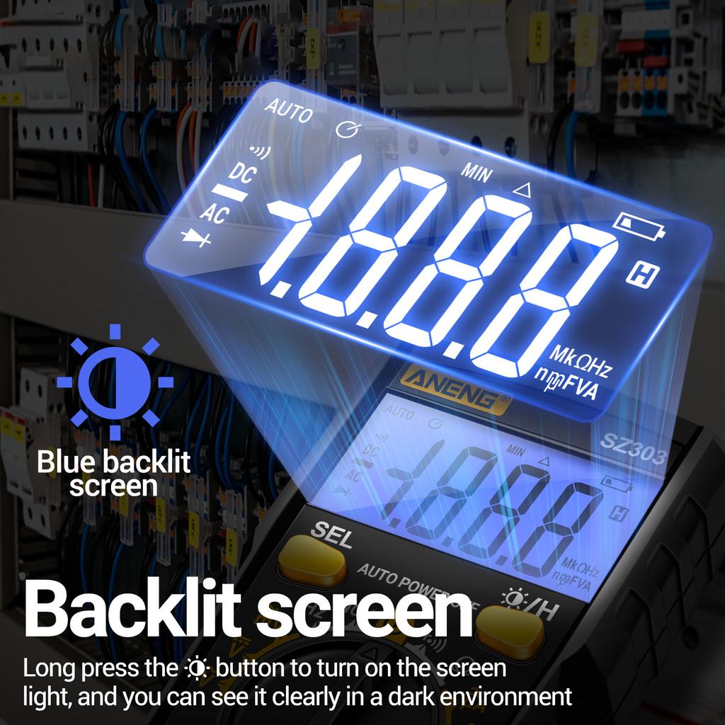 Мультиметр ANENG SZ303 1999 Цифровой счетчик переменного тока, постоянного тока, напряжения, сопротивления, высокой точности