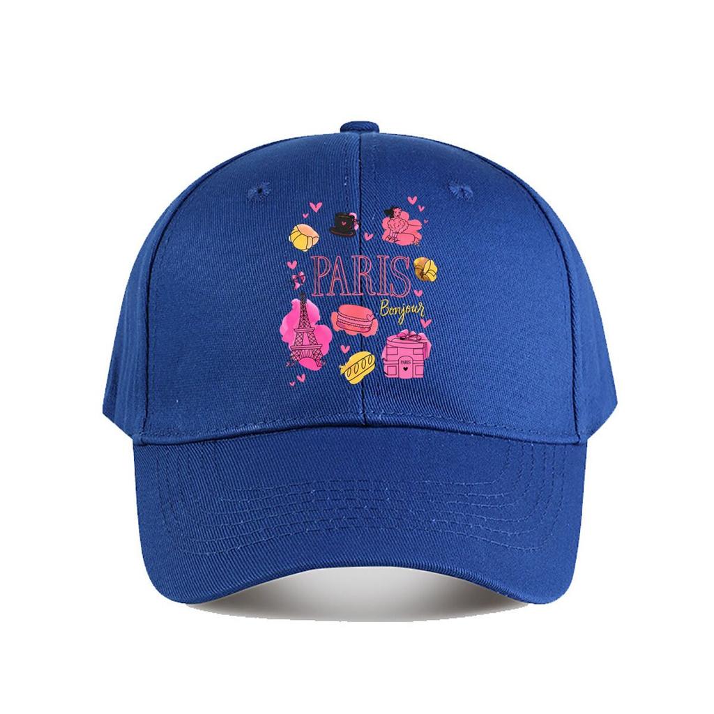 Cute Paris French Eiffel Tower Macaron Art Print Baseball Cap Fashion Unisex Sunhat Womens Outdoor Sports